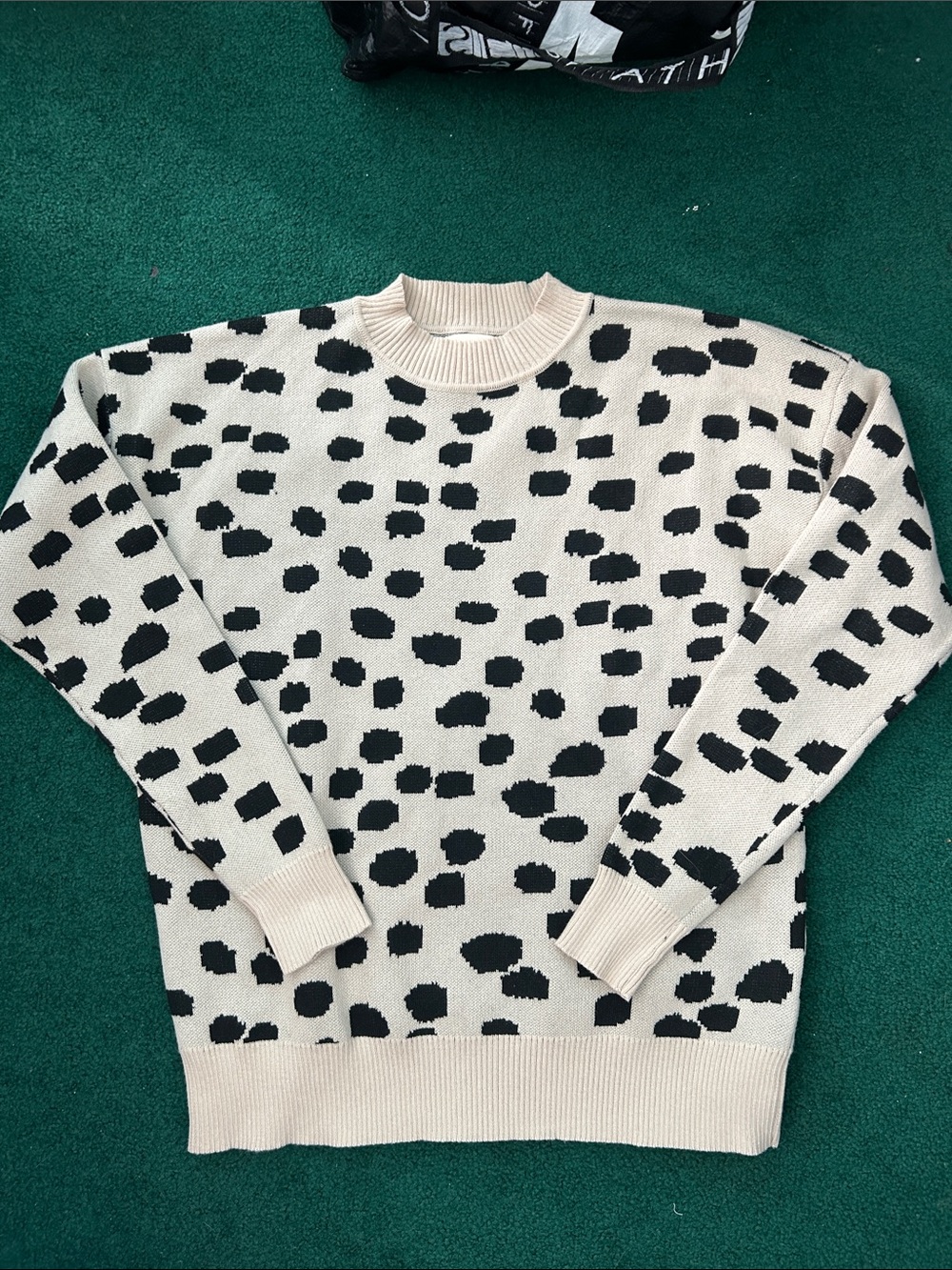 Harper Heritage- Black and Cream Spot Print Sweater